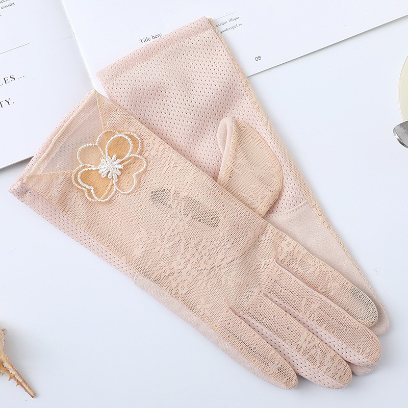 Guantes de protección solar de primavera y verano guantes de pantalla táctil de encaje conducción de las mujeres transpirable al aire libre protección solar guantes de equitación