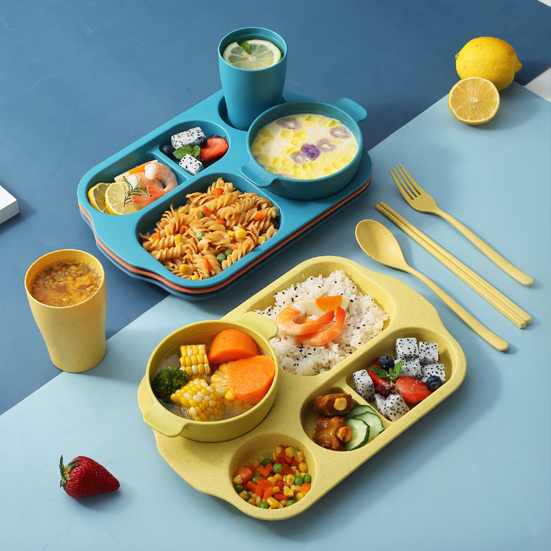 亞馬遜貨源小麥秸稈碗碟盤刀叉勺餐具家用盤碗碟杯子便攜戶外套裝