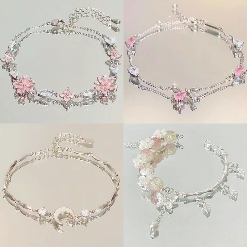 Cherry Blossom Season Impression Niche Design Advanced Bracelet Girlfriend Bracelet Couple Chinese Ins Style High Color Value Gift Cherry Blossom Season Impression Niche Design Advanced Bracelet Girlfriend Bracelet Couple Chinese Ins Style High Color Value Gift