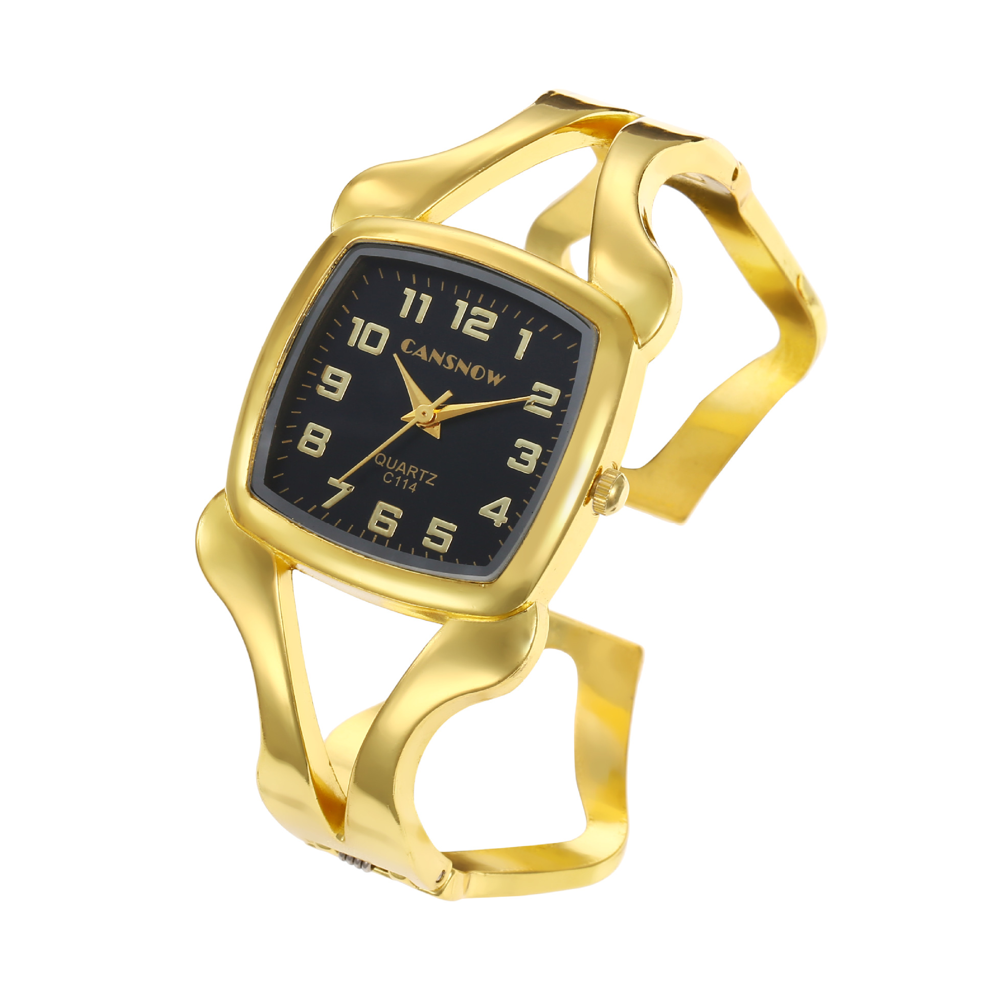 Alloy Strap Material Retro Classic Style Geometric Opening Alloy Strap Quartz Watch