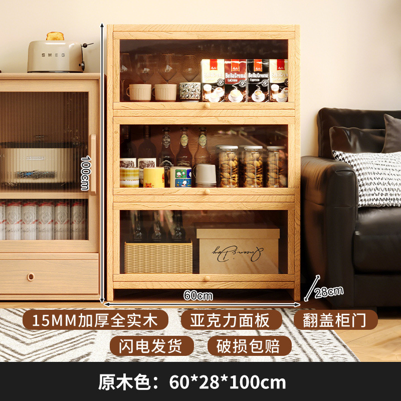 Portavasos de madera de estilo medio, mesa de comedor, estante de almacenamiento de tazas, taza de café, taza de agua, taza de té, armario de almacenamiento a prueba de polvo