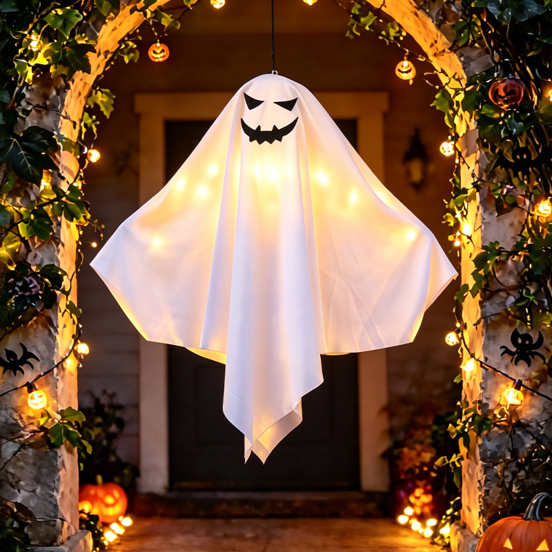 Transfronterizo Halloween LED iluminado fantasma decoración colgante fantasma chandelier horror patio props de Halloween