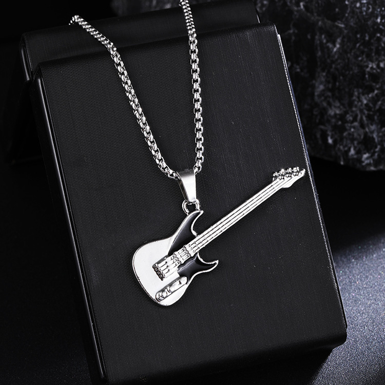 新しいギターペンダントネックレスメンズカラフルなオイル滴下合金楽器ステンレス鋼ペンダント DIY ジュエリーアクセサリー女性|undefined