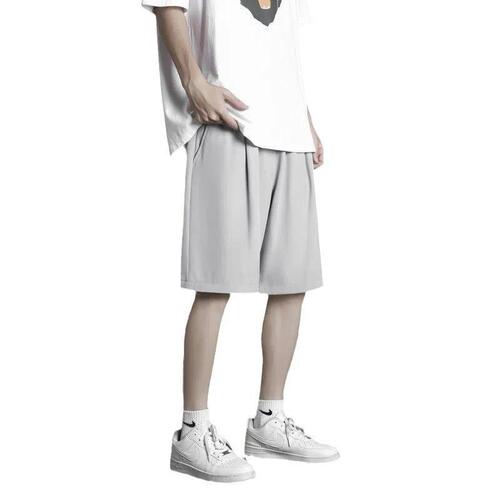 Shorts for men, summer ice silk thin fashion versatile casual loose breathable black sporty five-pocket pants