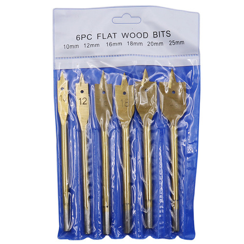 Titanium-plated woodworking flat drill 6-piece set woodworking drill bits wood hole electric drill accessories tool wood puncher