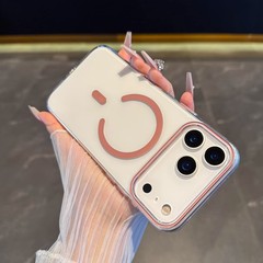适用iPhone17PROMAX手机壳透明PC磁吸苹果17镜头圈滴油防摔保护套