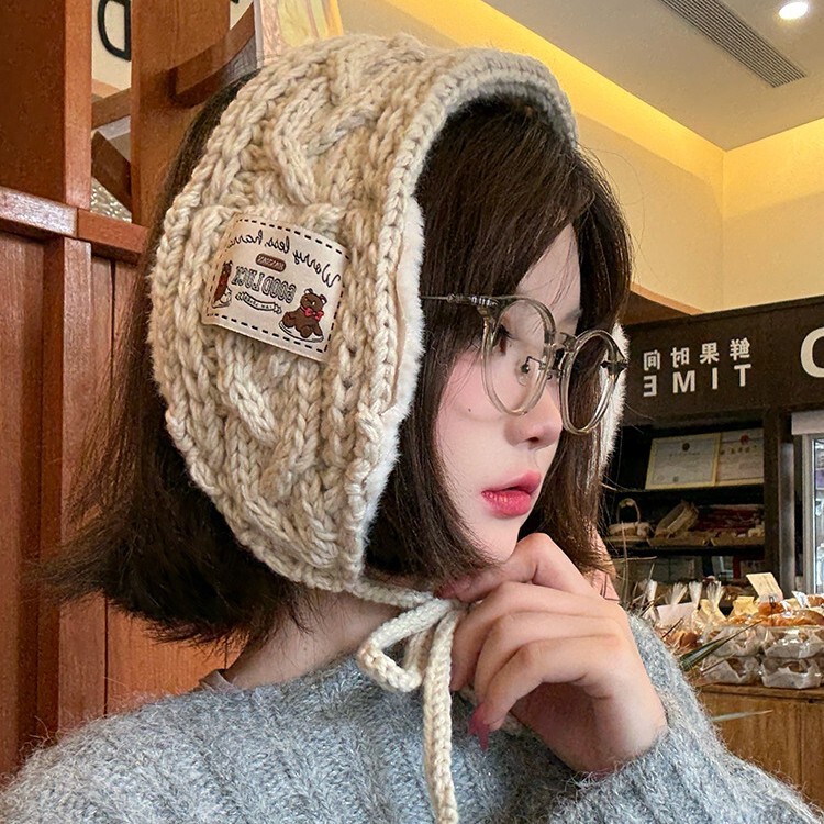 Autumn and Winter Korean Student Fashion Retro Photo New Earmuffs Warm Ear Warmers Knitted Face-Showing Small Ear Protection Against Cold