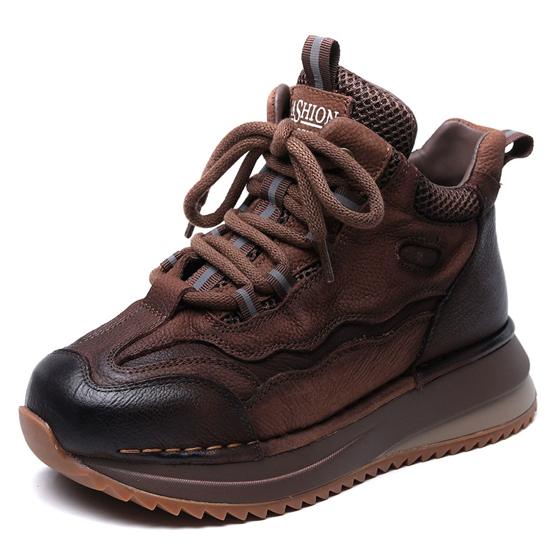 Кожаная повседневная обувь на платформе, универсальные высокие/низкие ботинки, кожа коровы, осень, тренд сезона, мягкая подошва