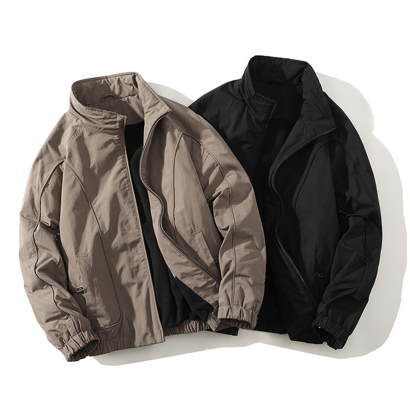 My1631 Winter Stand Collar American Short Style Handsome Pilot Jacket Cotton Coat Fleece-Lined Thickeneded Cross-Border Export Dropshipping