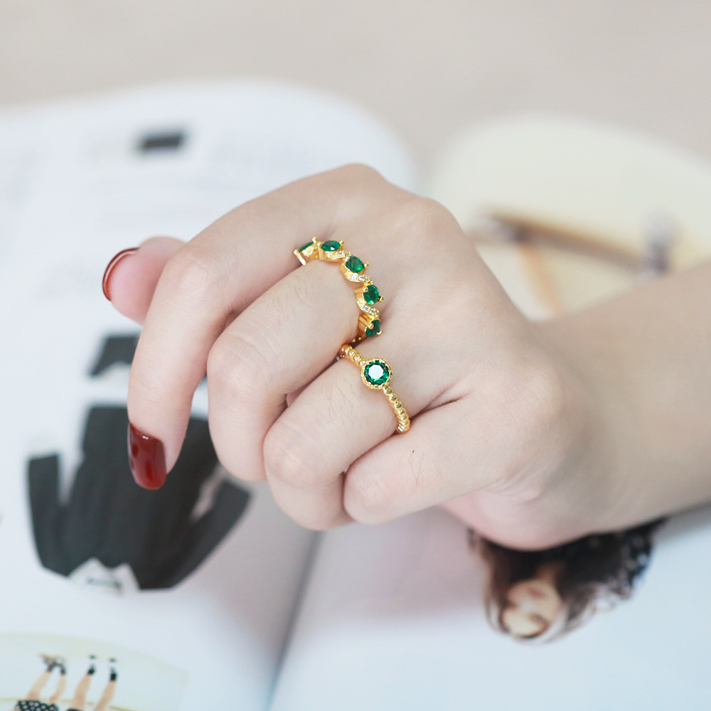 Fashion Round Copper Open Ring Plating Inlay Zircon Copper Rings