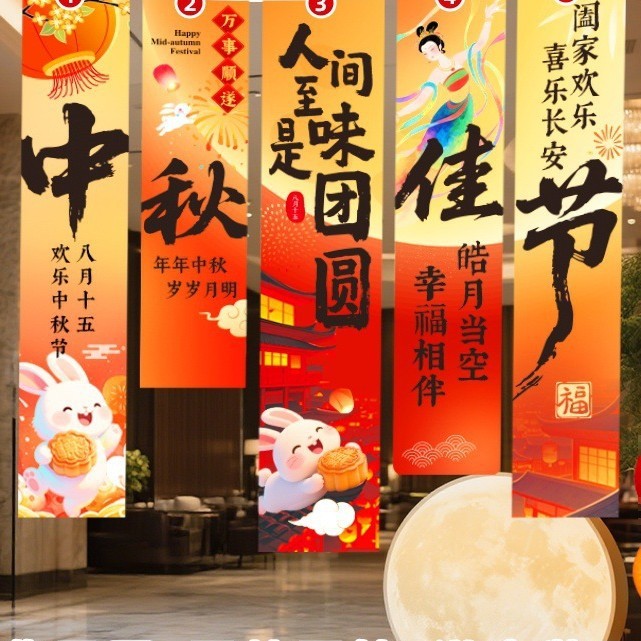 中秋国庆氛围布置装饰场景灯笼门店铺活动主题拍照道具条幅挂布条|undefined