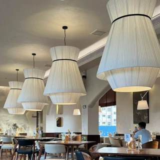 餐厅吊灯北欧民宿餐饮吧台餐桌灯具现代简约咖啡厅布艺个性吊灯
