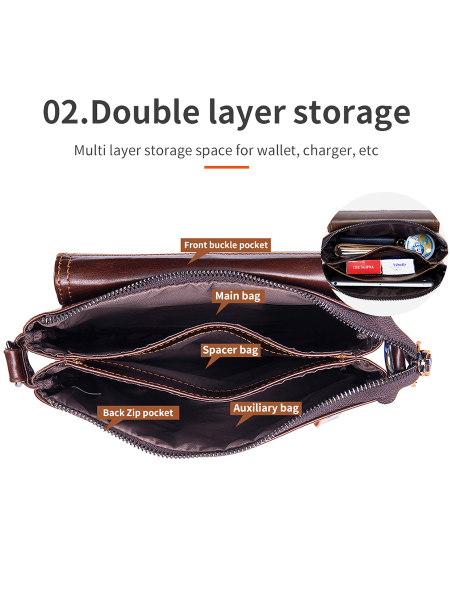 Bolso Bandolera de Cuero para Hombre de Cuero de Vaca Resistente al Desgaste para Uso Diario image 5