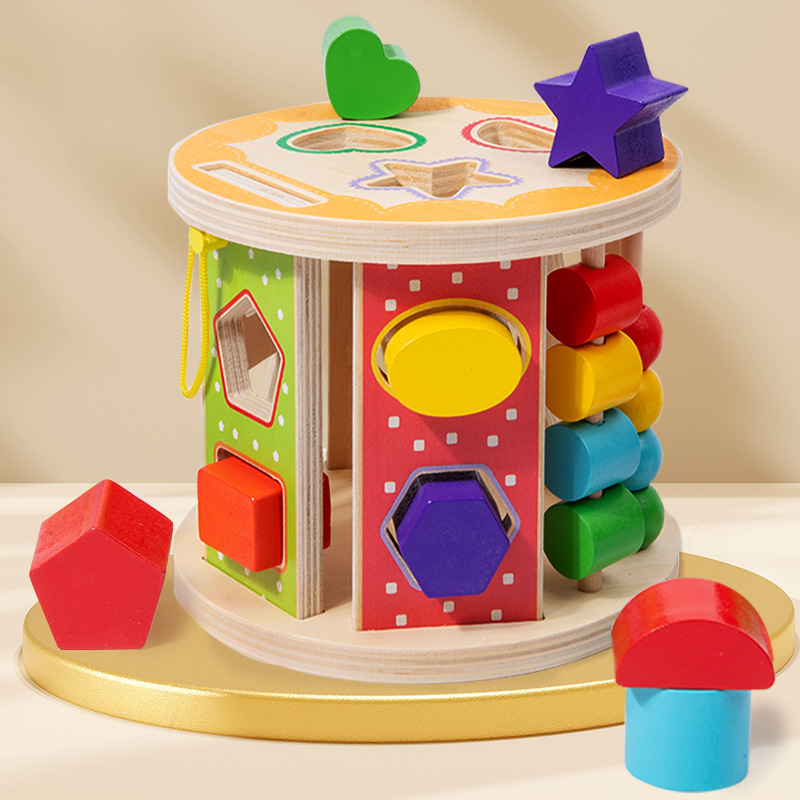 Educación temprana de madera para niños forma digital hexaédrica Caja de Inteligencia de música multifuncional iluminación educativa 1-3 años de edad Juguetes