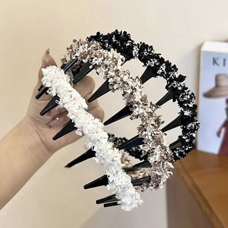 Temperamento trenzado ondas de cabello para mujeres 2024 nuevo tipo con dientes antideslizante lavado de cara de presión de cabello de cabello tocado de cráneo alto clip de cabello