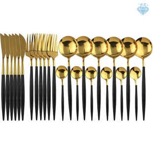 24Pcs Dinnerware Set Stainless Steel Cutlery Set Kitchen Tab