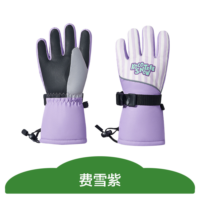 KK árbol guantes de esquí para niños invierno Cálido impermeable frío polar forrado engrosado cinco dedos niños niñas niños de la escuela primaria