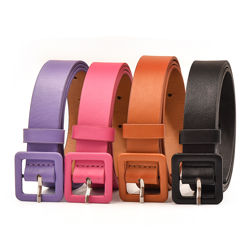 2023 bolsa hebilla cinturón de moda femenina color sólido hebilla cuadrada pequeña versátil jeans decorativos accesorios de ropa cinturón ancho de mujer