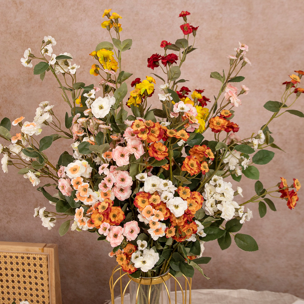 Una sola cabeza de rosa pequeña imitación flor nórdica ramo de flores secas decoración floral decoración floral decoración de mesa de comedor