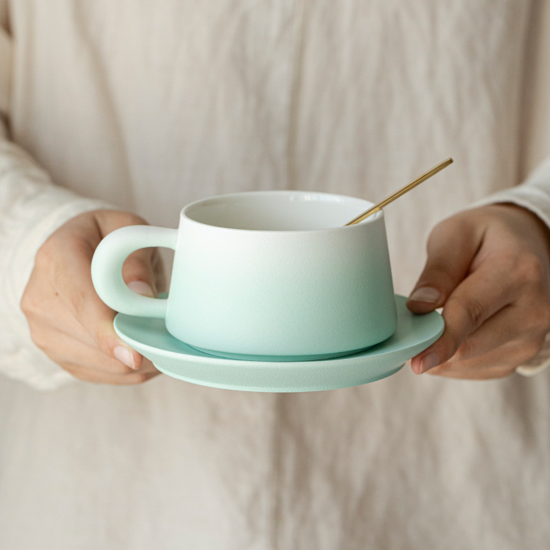 Modern Minimalist Ceramic Coffee Cup And Saucer Set_voghion.com