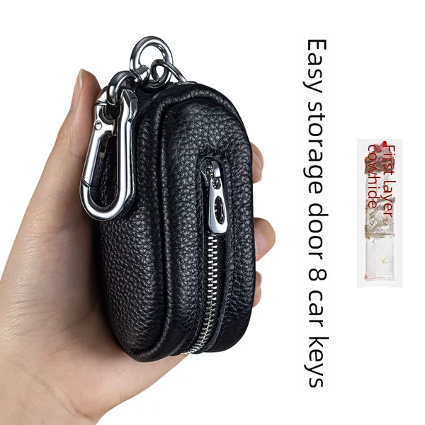 New first layer cowhide key case large capacity genuine leather multifunctional car key case door key case unisex buckle