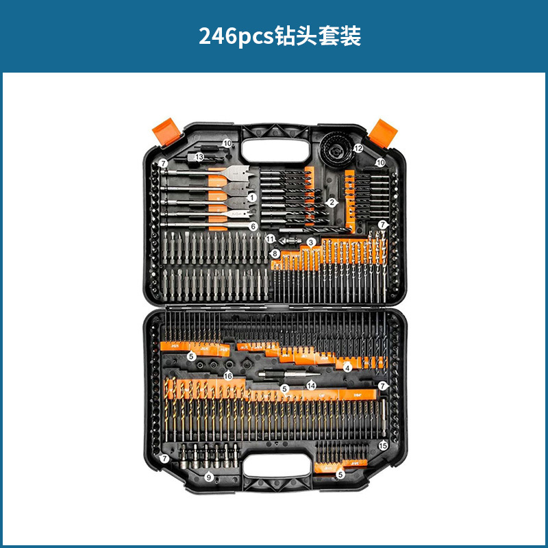 Multifuncional herramienta eléctrica accesorios 246 unids taladro combinación traje lote cabeza Twist taladro cemento agujero Accesorios