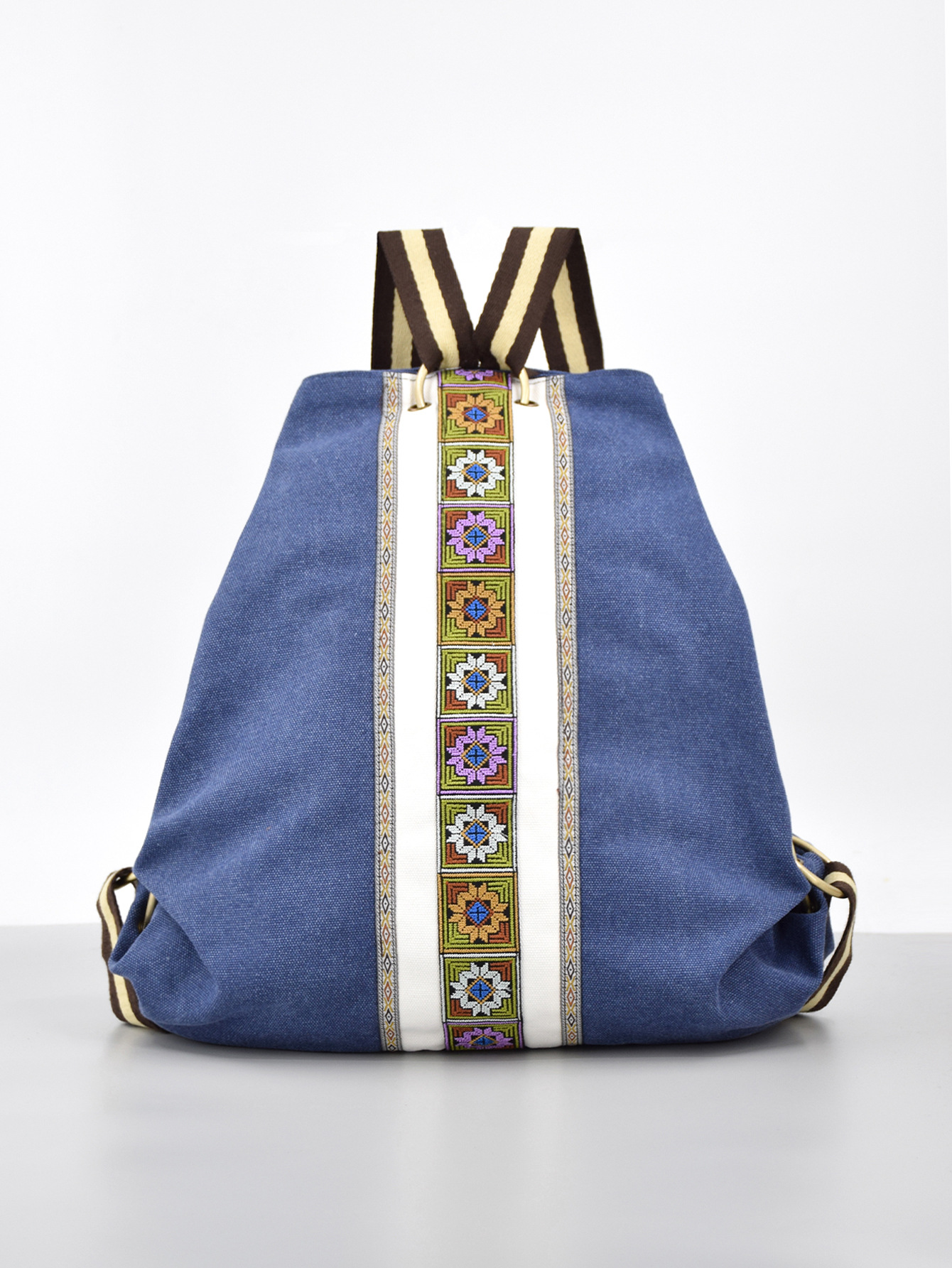 Mochila bordada mochila de lona de gran capacidad para mujer mochila casual mochila de viaje antirrobo duradera Retro