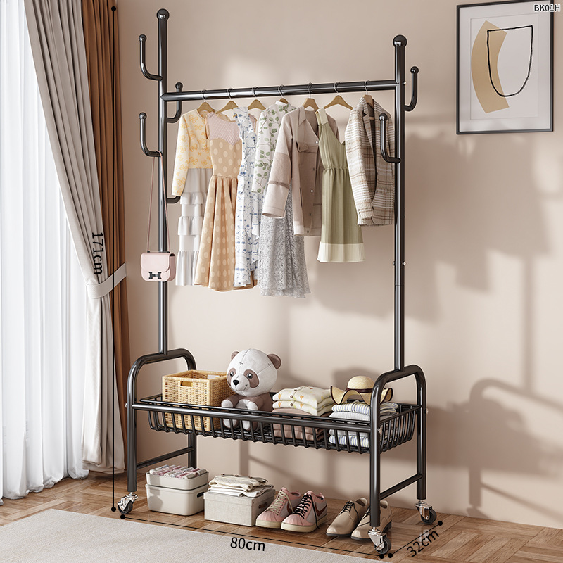 Percha de secado piso dormitorio balcón doméstico colgar ropa percha de sombrero plegable simple interior móvil barra de secado de ropa