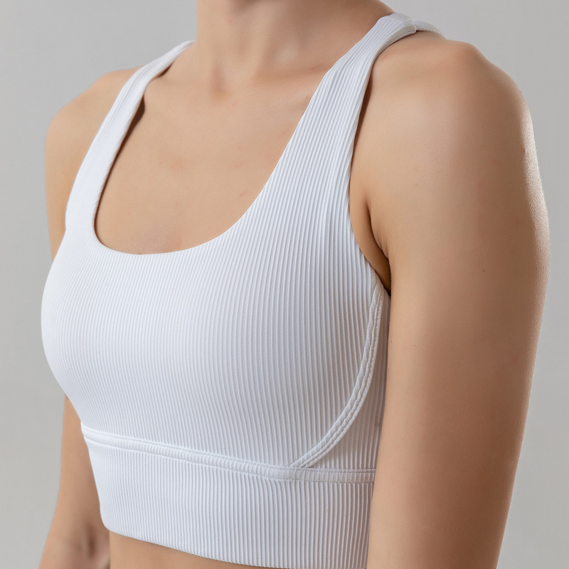 2022 europeo y americano desnudo costilla yoga deportes ropa interior Cruz espalda fitness a prueba de golpes correr Sujetador deportivo para las mujeres