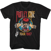 1987 Tour加州洛杉矶乐 Motley Crue 重金属摇滚复古朋克短袖T恤