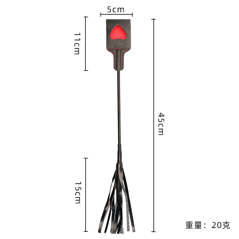 Leather Tassel Hand-Held Whip, Black Leather Paddle for Adult Sensory Play — detail image 3