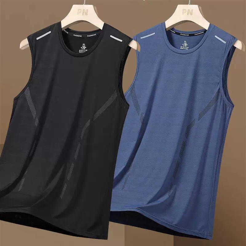 Летняя силиконовая? нет, silk breathable sports base body-friendly T-shirt для зала для тренировки без рукавов, влаговыводящий жилет