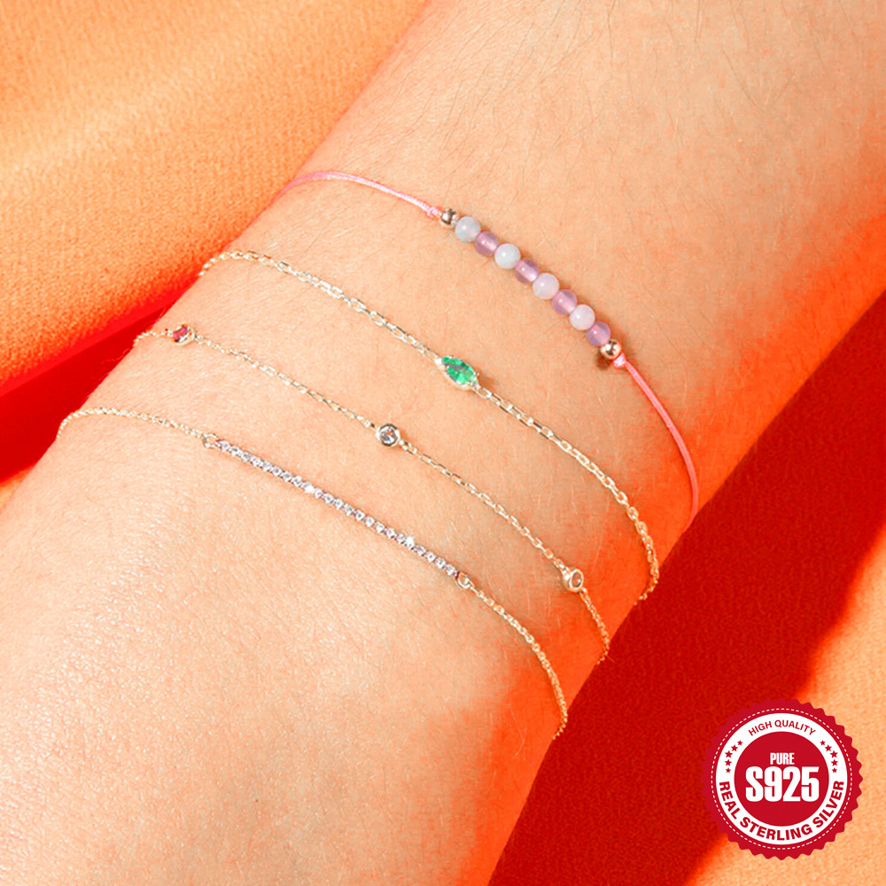 4g Weight Bracelets Classification 1 Piece Quantity Daily Occasion 925 Sterling Silver Material Geometric Pattern Women's Gender Plating Design Simple Style Style 925 Sterling Silver Bracelets Simple Style 8