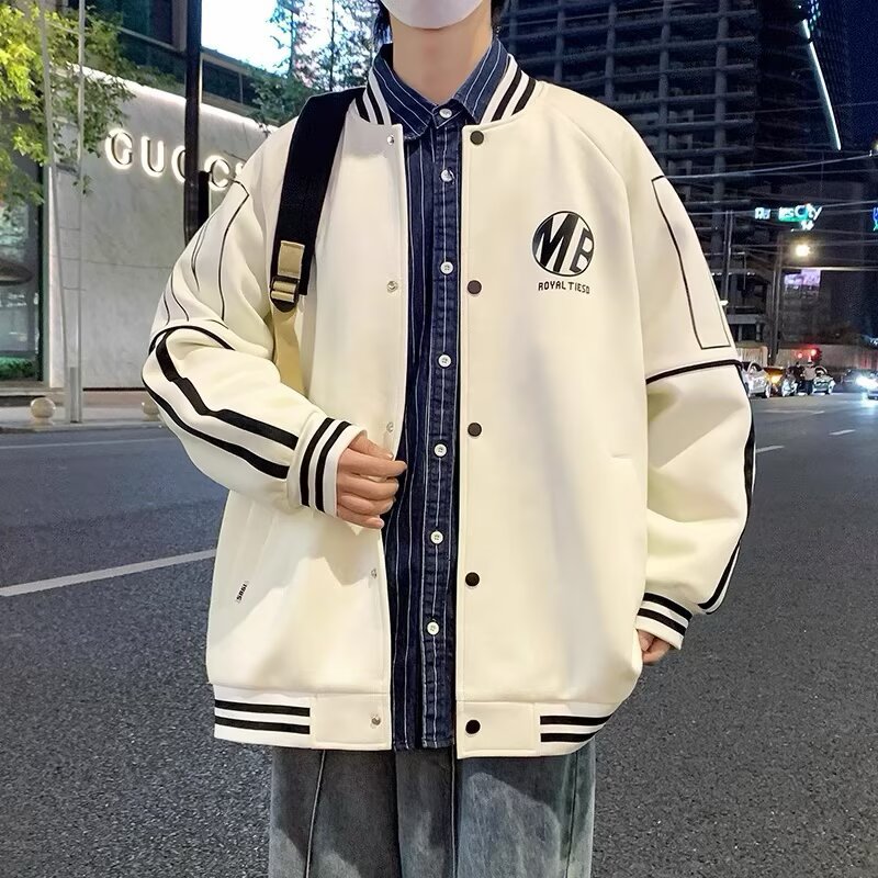 棒球服外套男春秋季新款潮牌百搭夹克青少年学生宽松飞行员上衣服