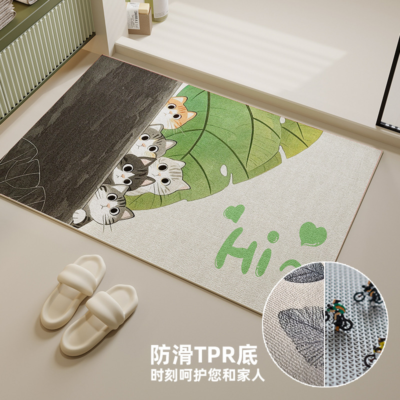 Tpr Non-Slip Bottom Bathroom Floor Mat Bathroom Absorbent Mat Toilet Non-Slip Mat Home Entrance Door Foot Mat