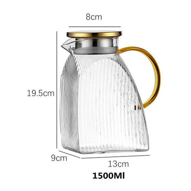 vidrio de alta borosilicona resistente a altas temperaturas jugo doméstico ondulado hervidor refrigerador hervidor de agua fría gran capacidad vidrio de lujo ligero