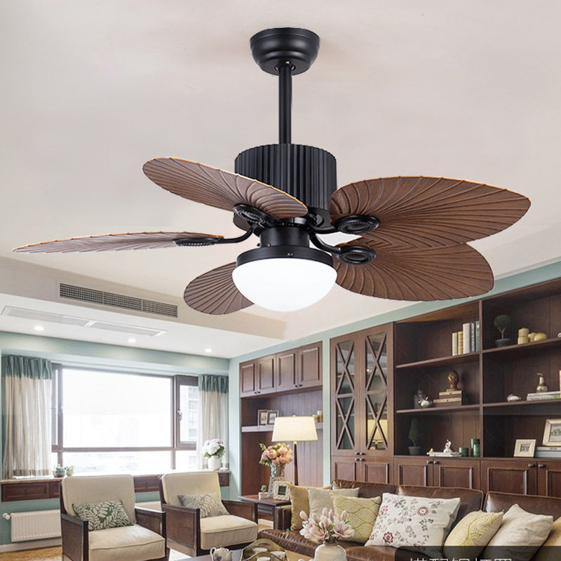 Cross-border American retro style ceiling fan lamp for living room and dining room, creative decorative variable frequency traditional electric fan, Zhongshan factory