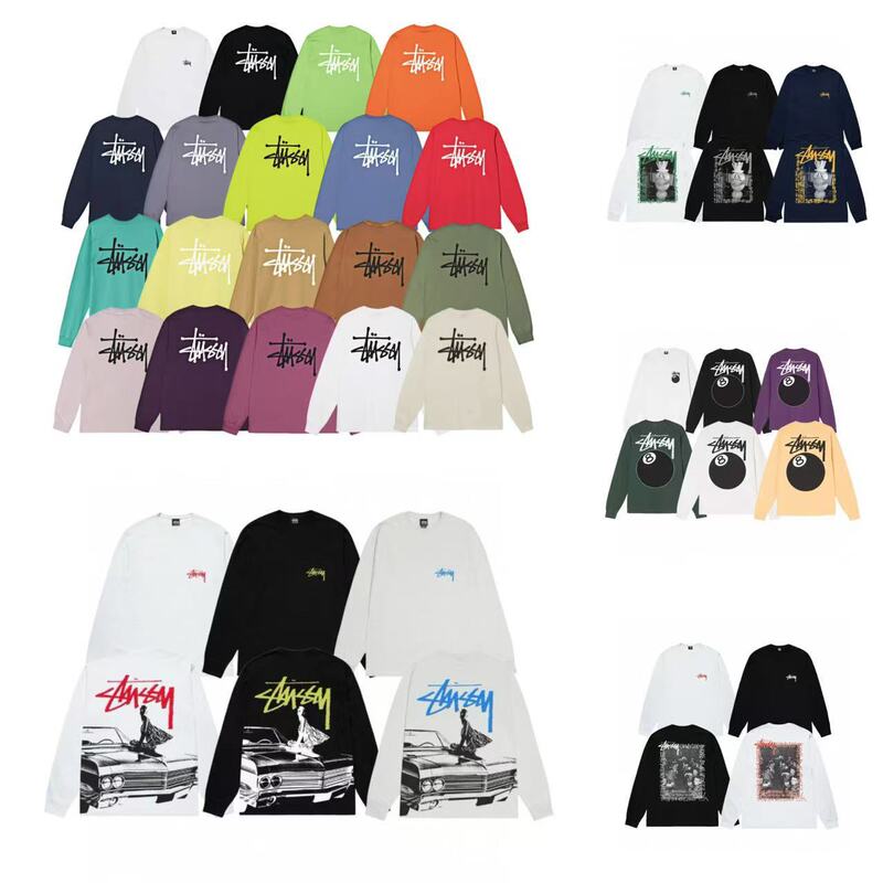 Cross-Border Stussy Long-Sleeve T-Shirt Trendy Brand Stu Letter Print Casual Loose Autumn and Winter Versatile Base Shirt for Men and Women