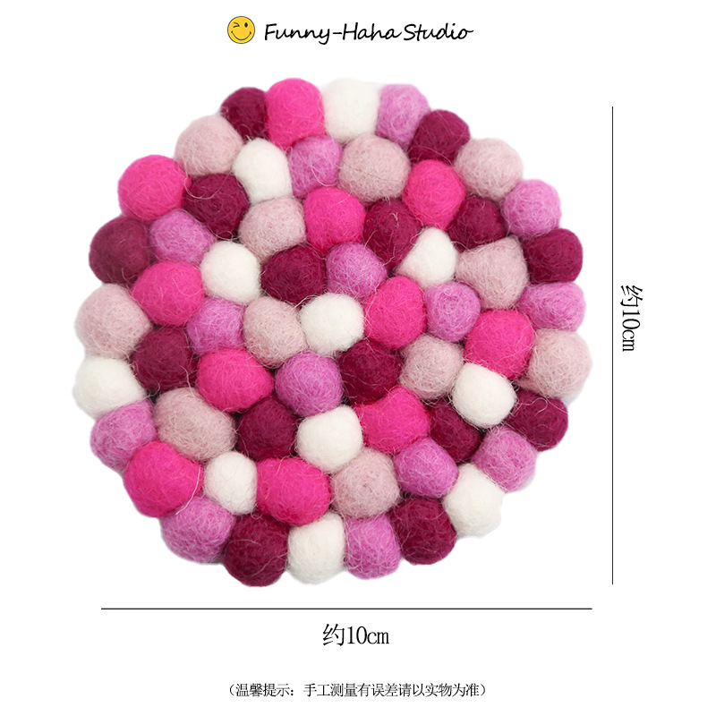 Estilo zakka Bola de fieltro de lana pequeña montaña 10cm regalo creativo mantel aislante almohadilla redonda poke estera de té