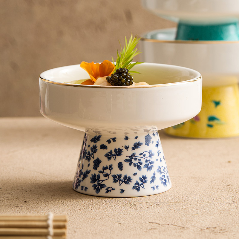 Enamel Japanese Style Cuisine Tableware Goblet Bowl Household Ceramic Bowl Dessert Bowl Refreshment Dishes Molecular Cooking Bowl