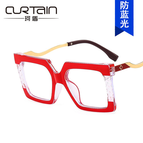 European and American retro square anti-blue light glasses frame trend  new optical mirror flat mirror female personalized glasses frame