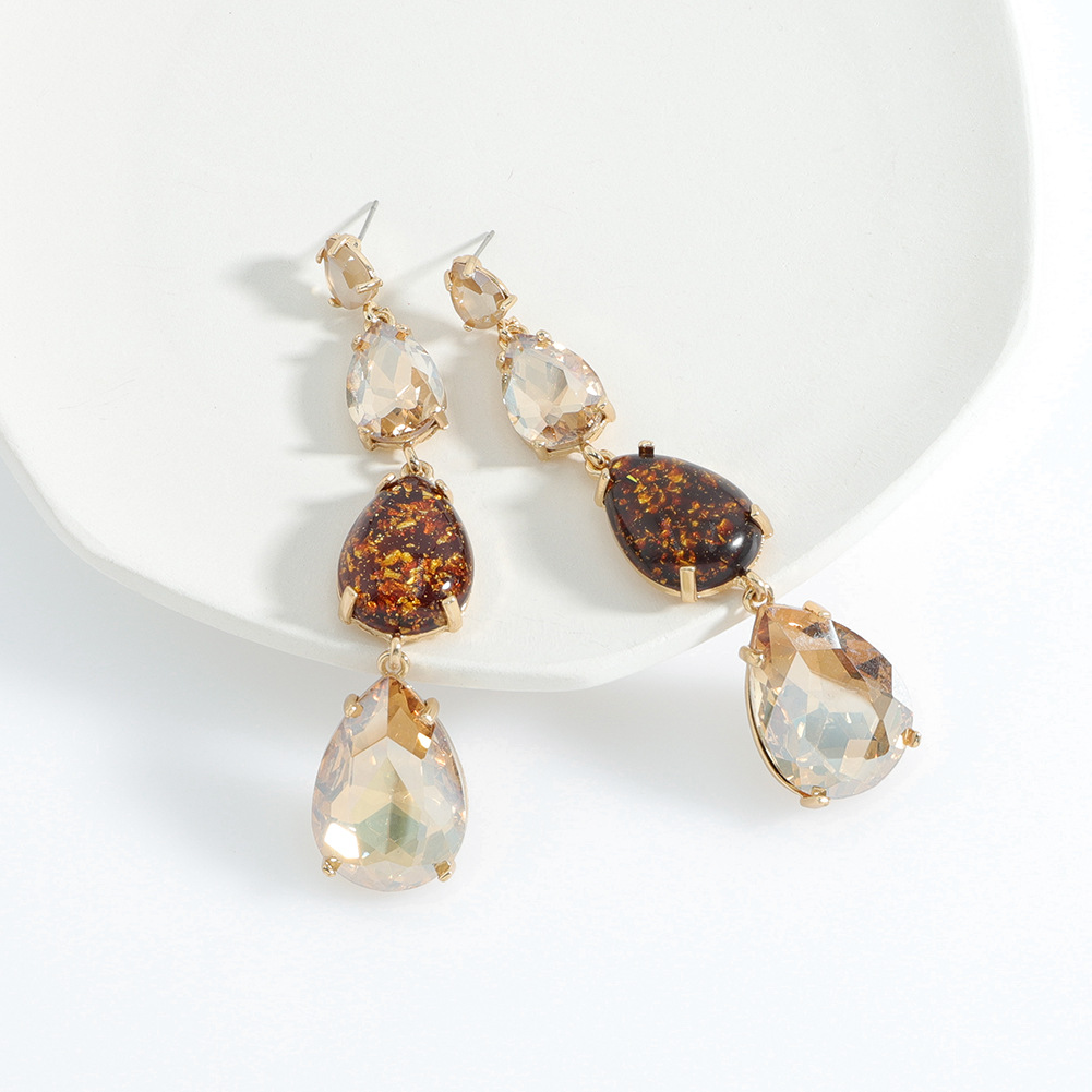 Vintage Gem Long Drop-shaped Colorful Earrings Wholesale Nihaojewelry display picture 9