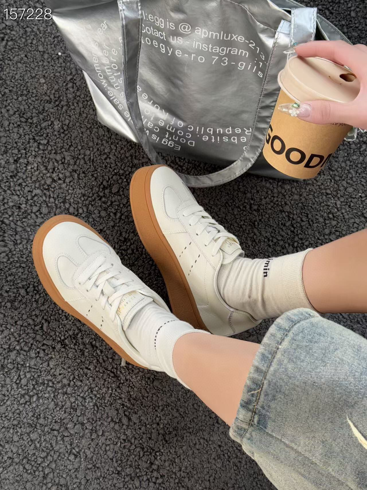 Giày sneaker nữ đế dày da thật mới mùa xuân 2025 tăng chiều cao đế mềm chống trượt — Trắng/nền mơ, Màu trắng chi tiết 5