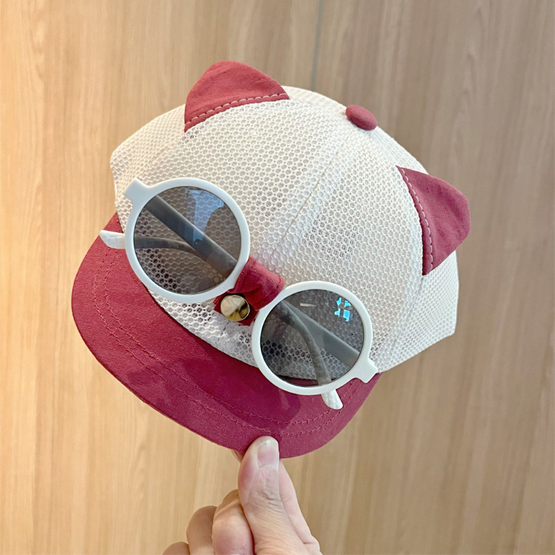 Sombrero de bebé verano gorras de béisbol de gato de malla fina para hombres y mujeres gorras para el sol del tesoro gorras de visera para bebés con gafas de sol