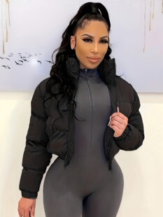 2025 Cross-Border New European and American Women's Fashionable Black Wind and Snow Jacket, Warm, Windproof and Insulated