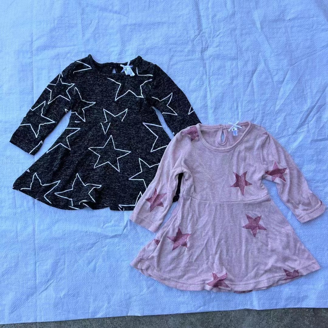 Niños falda europea y americana marca falda niñas primavera y otoño manga larga vestido al por mayor