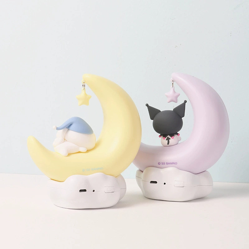 LED Night Light Ornament Sanrio, moon-shaped cute characters, glowing bedside gift