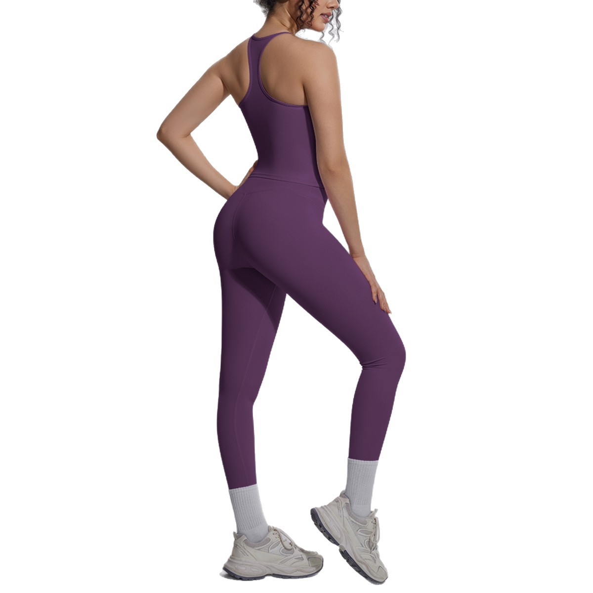 Nuevo transfronterizo europeo y americano doble brocado I-shape belleza de la espalda yoga juego de ejercicio correr fitness dos piezas juego de mujeres image 6