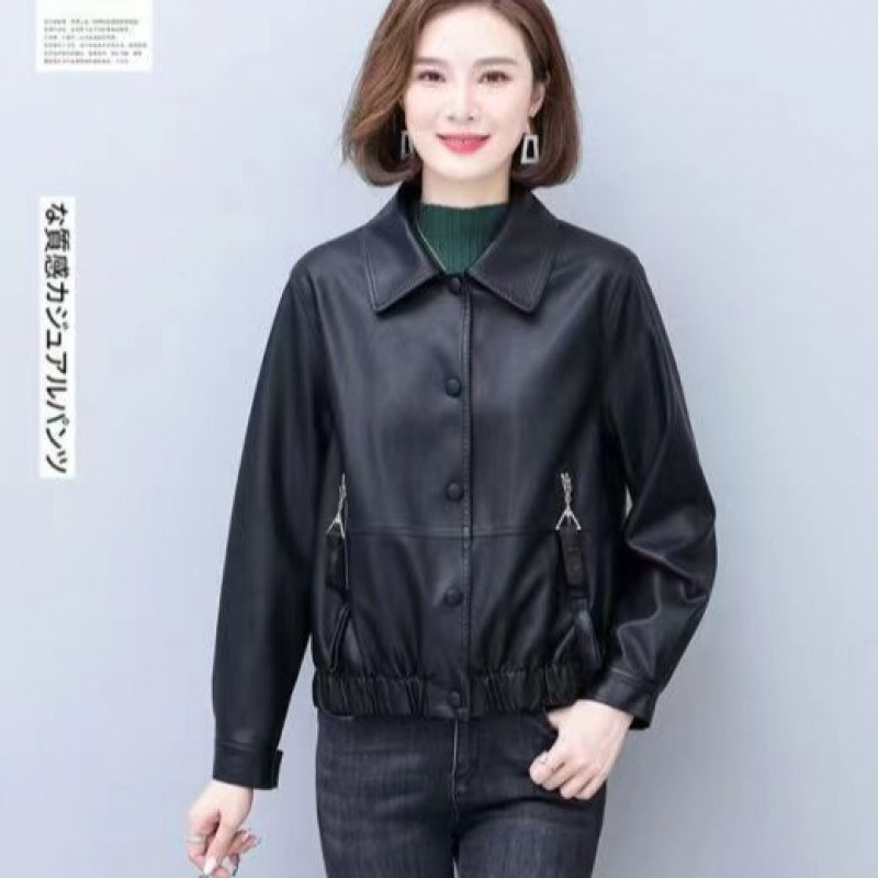 Washed Leather New Women's Leather Jacket Trendy Biker Jacket Women's Leather Short Top Jacket Street Jacket Women Wholesale