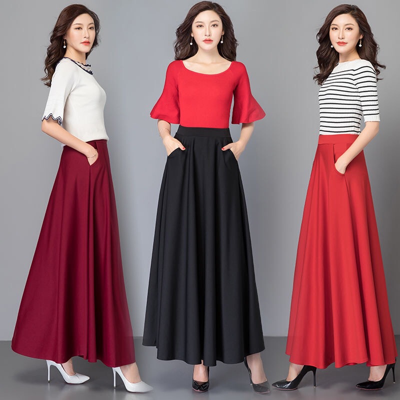 2025 Half-Length Skirt, Large Hem Skirt, A-Line Skirt, High Waist, Slimming Look, Versatile Korean Style Plus Size Women's Four-Season Dance Skirt 2025 Half-Length Skirt, Large Hem Skirt, A-Line Skirt, High Waist, Slimming Look, Versatile Korean Style Plus Size Women's Four-Season Dance Skirt